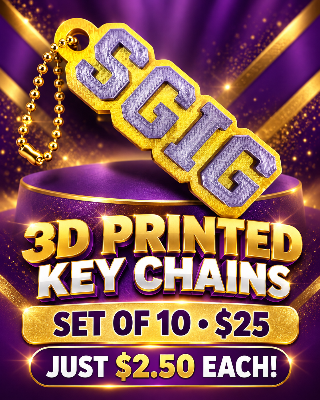 SGIG Sovereign Grand Inspector General 3D Printed Key Chain Set of 10