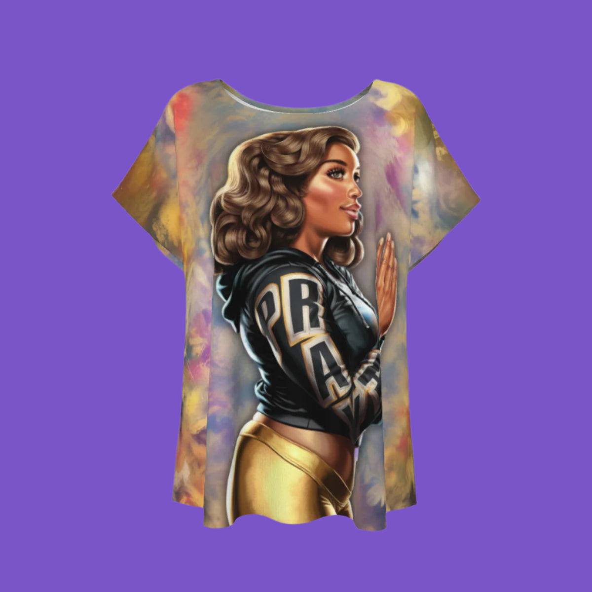 Pray Girl Women's Curved Hem T-shirt (Plus Size)