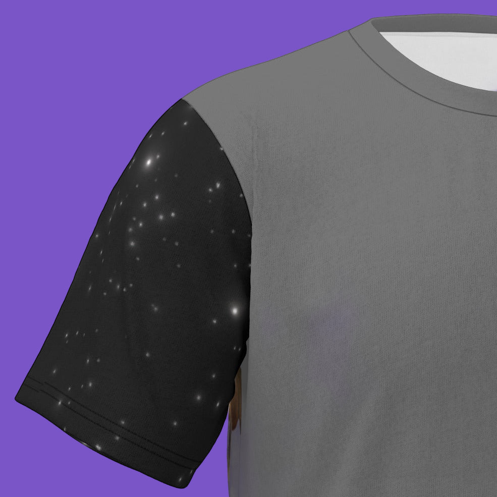 Mizpah Temple No. 66 All-Over Print T-Shirt – Oasis of Goldsboro, Desert of North Carolina | Custom Camel Caravan Starry Night Tee | Black sleeves
