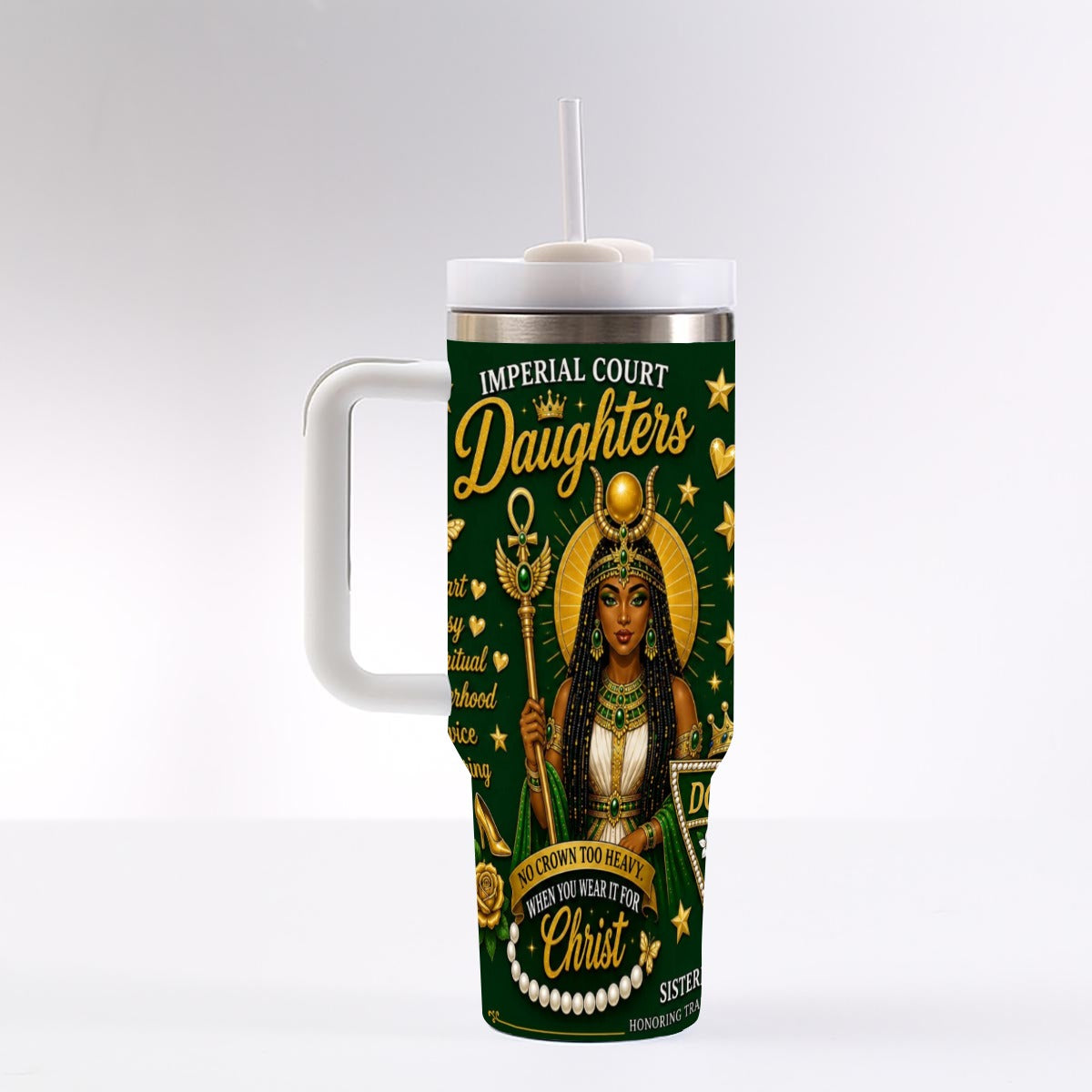 40 oz Tumbler With Handle all over Print for Kaleena Malone