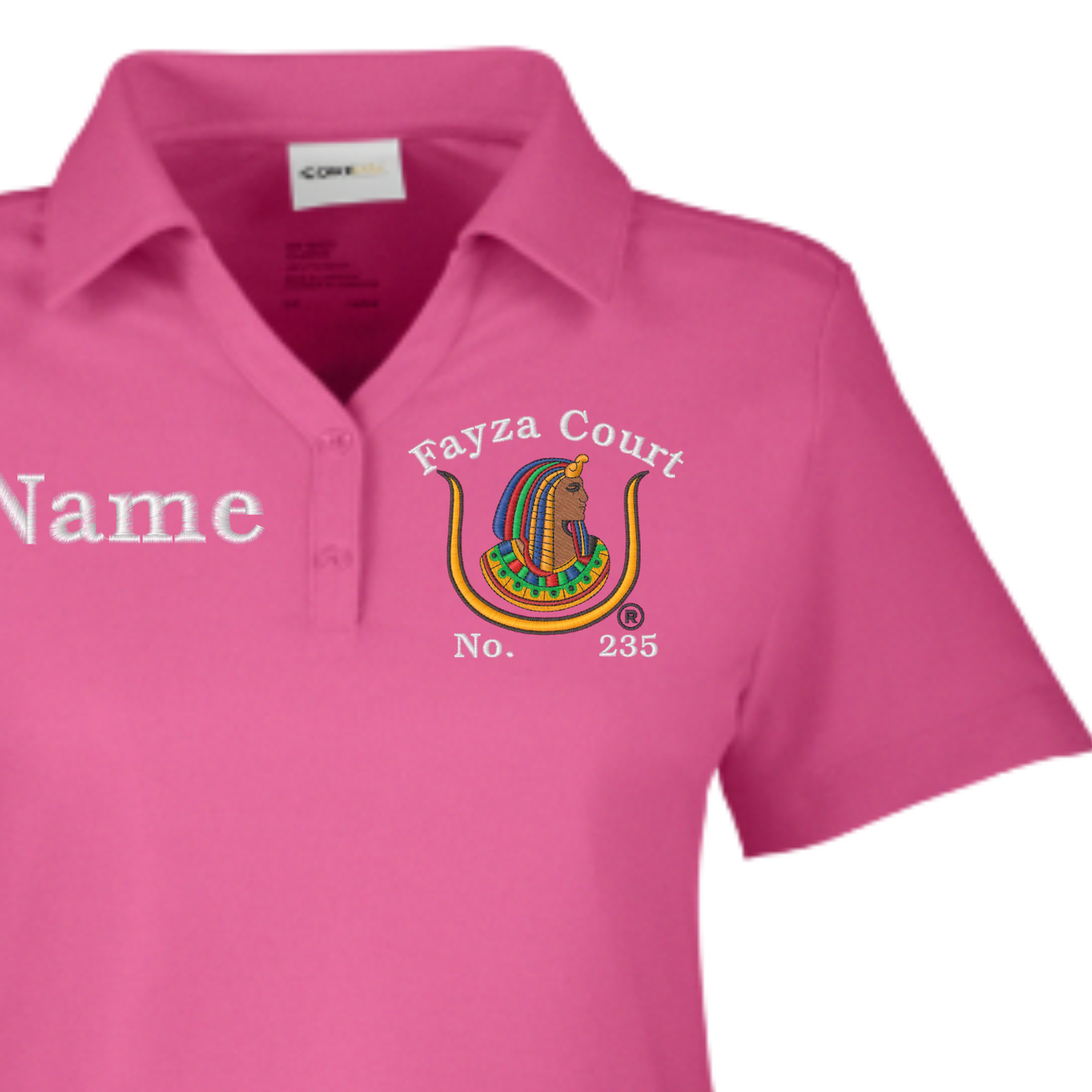 Fayza Court Custom Pink Embroidered Polos