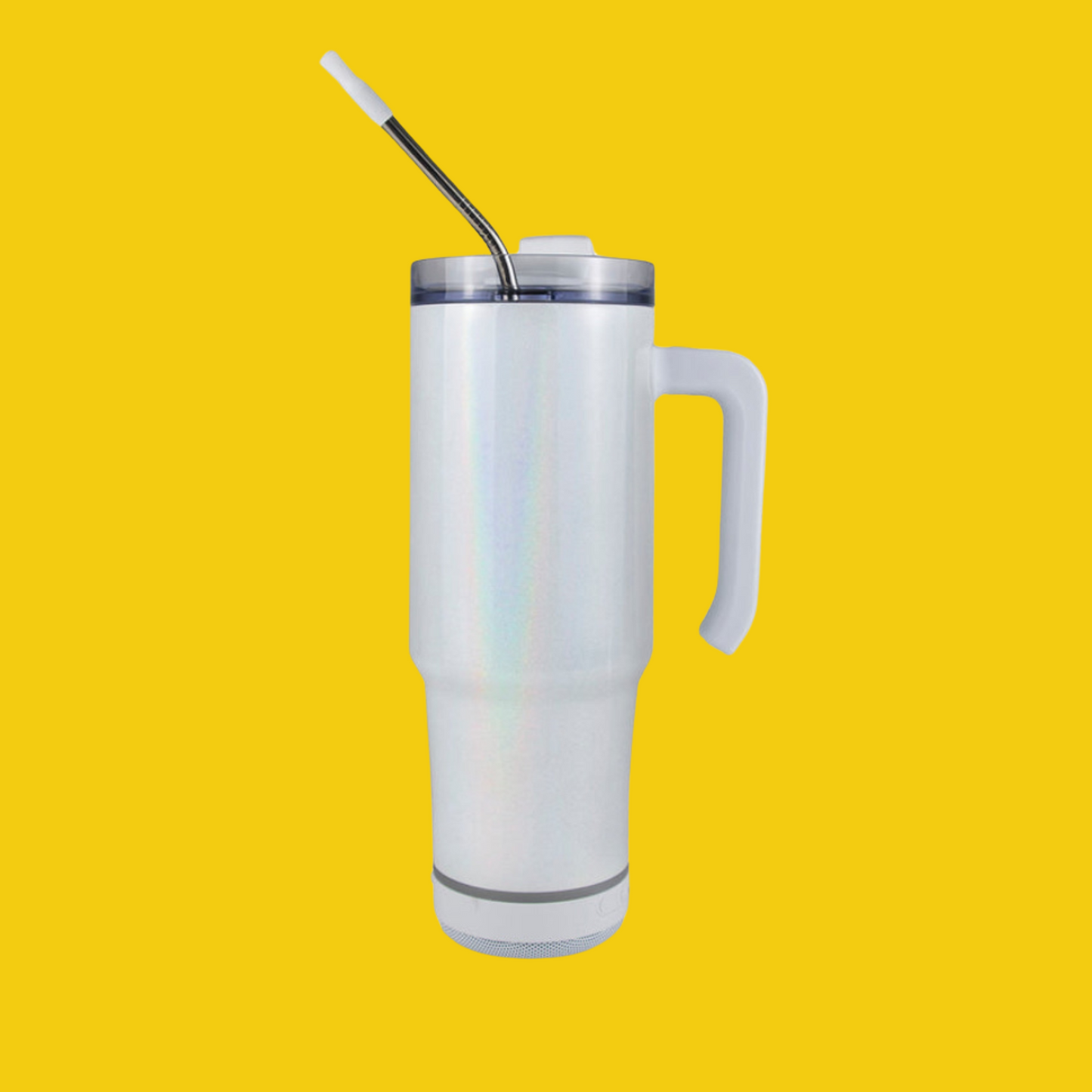 Personalized Bluetooth speaker Tumbler 30oz Grippy with handle | Stainless Steel Insulated | with Straw