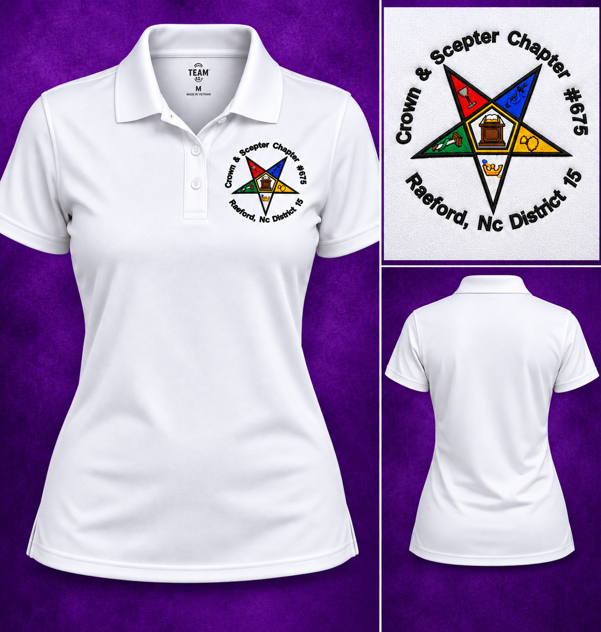 Crown and Scepter Chapter #675 White Polo