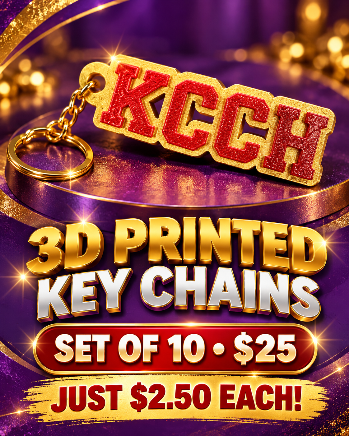 KCCH Knight Commander of the Court of Honour 3D Printed Key Chain Set of 10