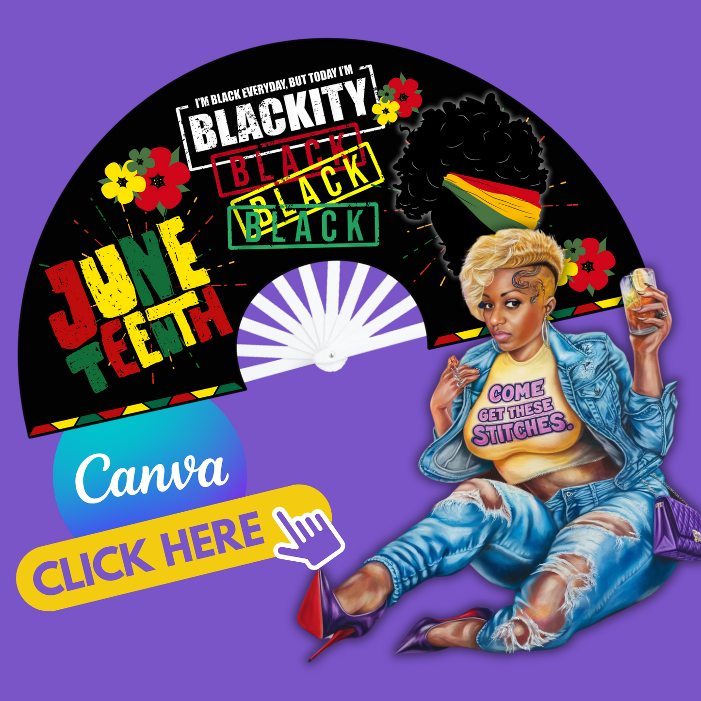JuneTeenth Clack Fan PNG
