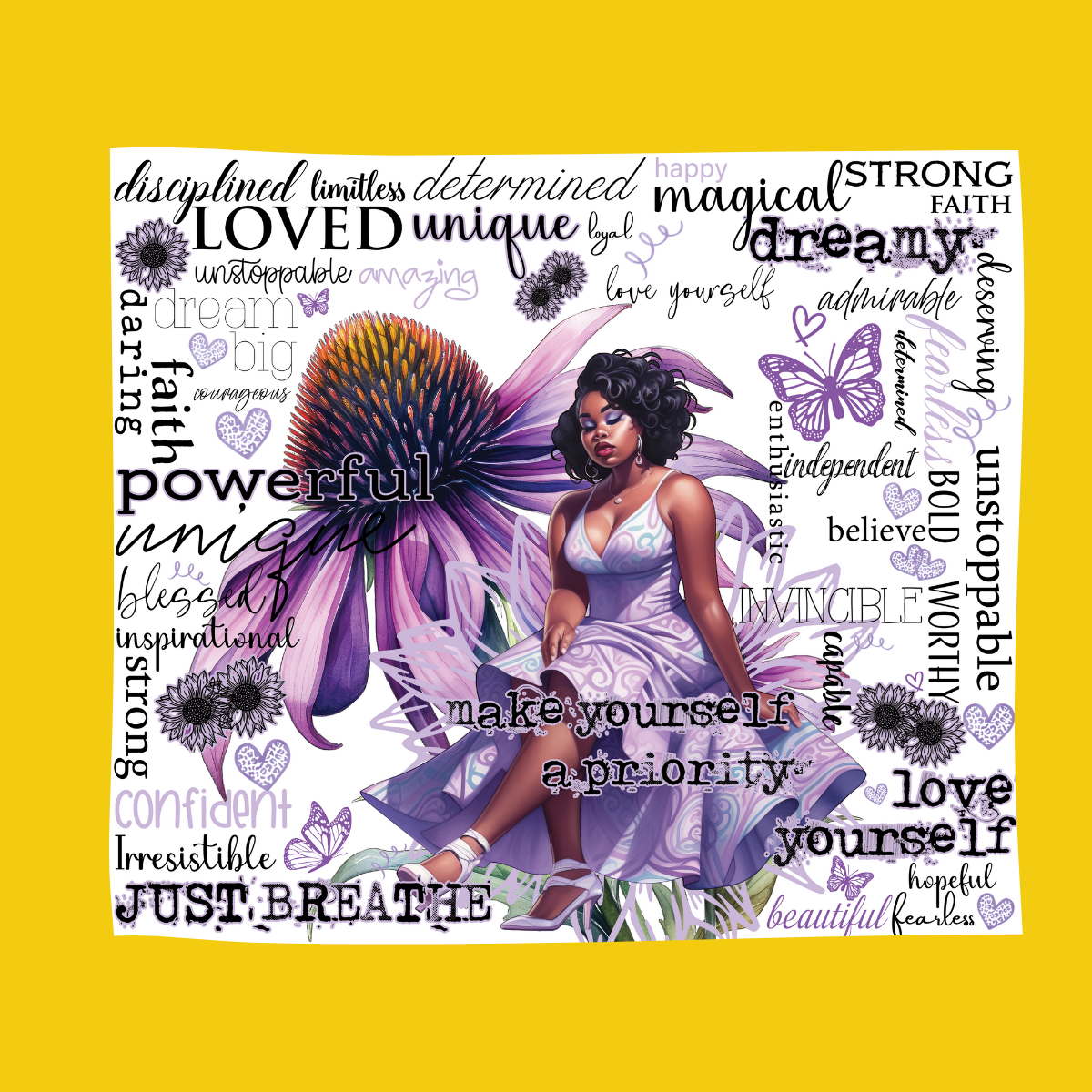 Purple Love| Black women with wearing a purple dress Affirmations Tumbler
