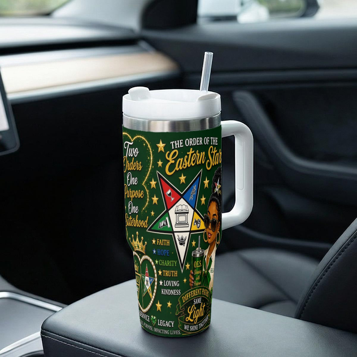 40 oz Tumbler With Handle all over Print for Kaleena Malone