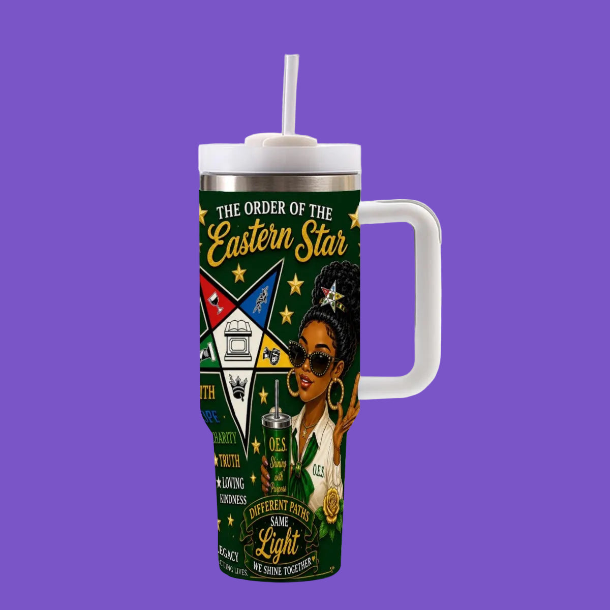 40 oz Tumbler With Handle all over Print for Kaleena Malone