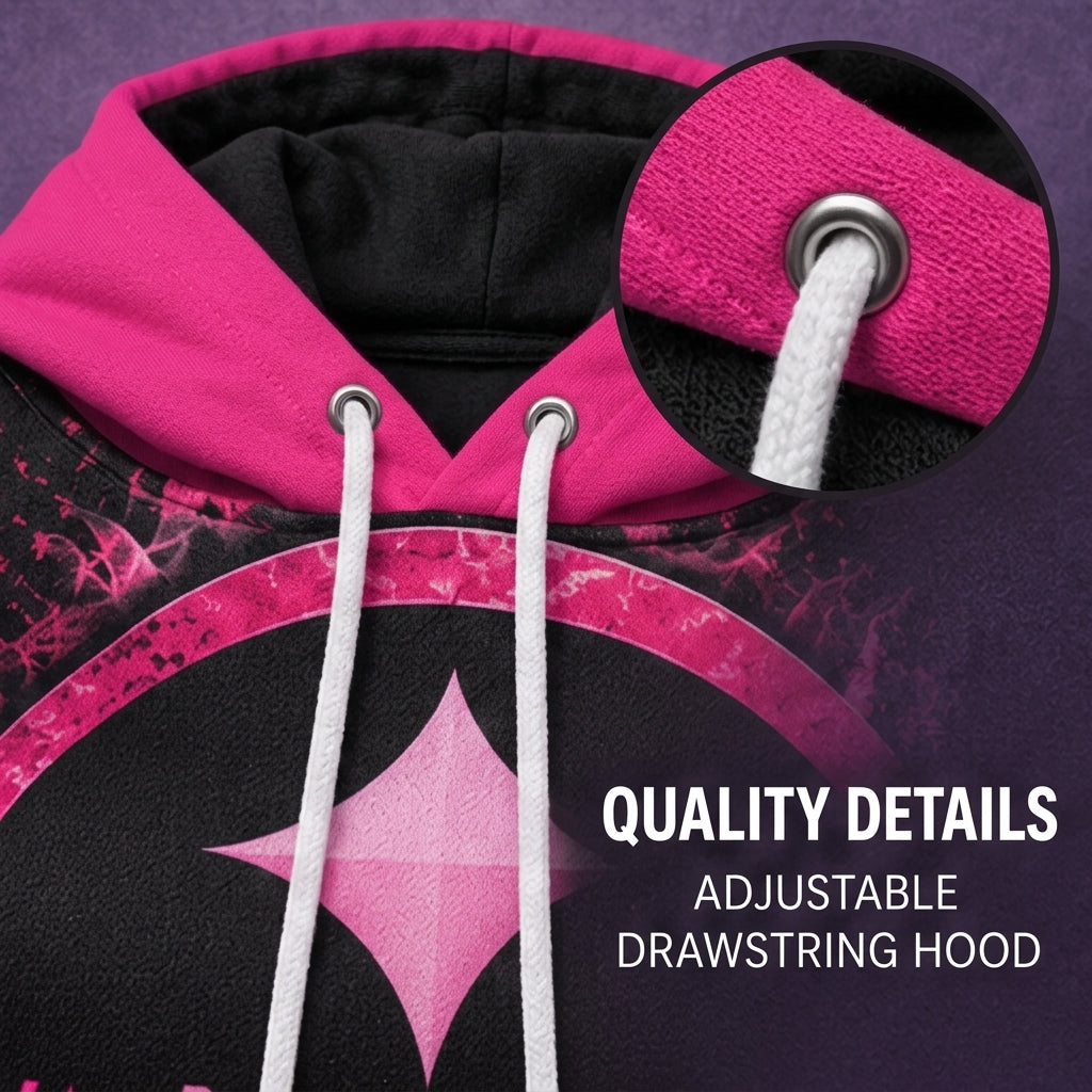 Steelers Pink all over Print Hoodie for Breast Cancer Awareness