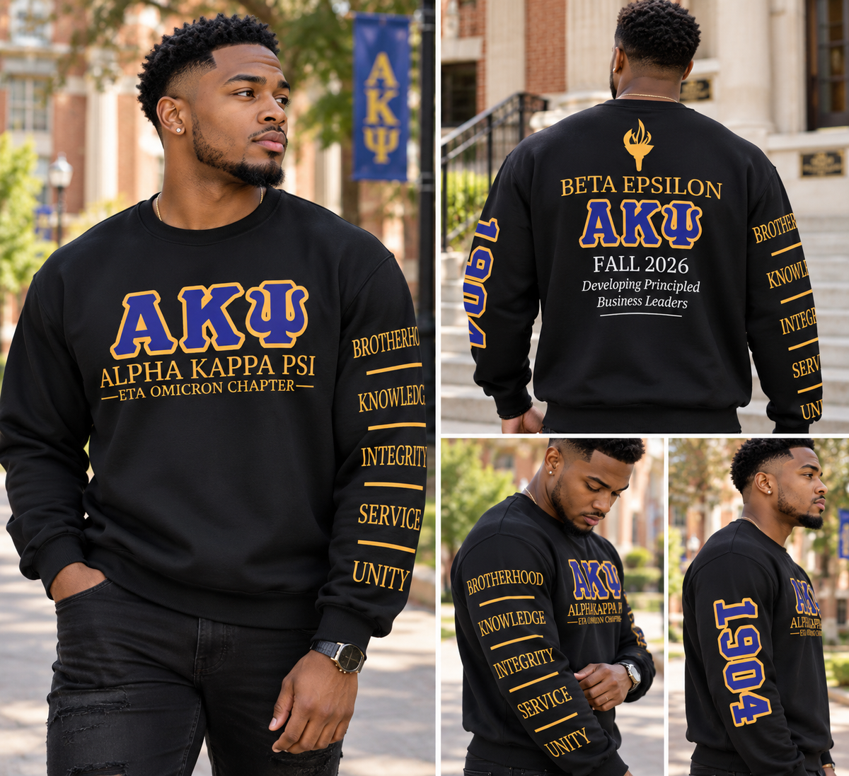 Alpha Kappa Psi (AKΨ) Beta Epsilon Fall 2026 All-Over Sublimation Crewneck Sweatshirt