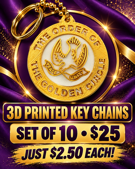Order of the Golden Circle Dove Medallion 3D Printed Key Chain Set of 10