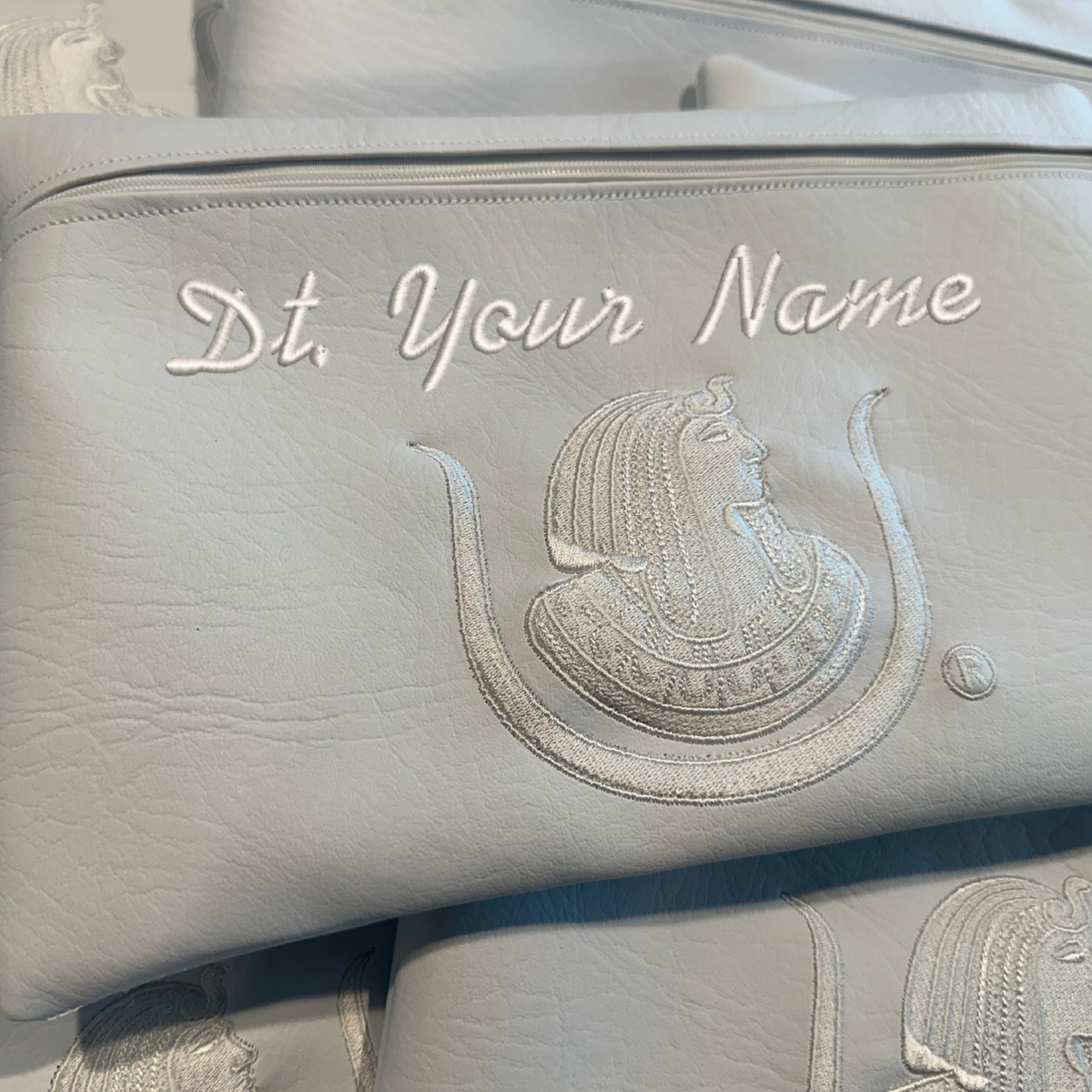 Daughters of Imperial White-on-White Wristlet Zipper Pouch