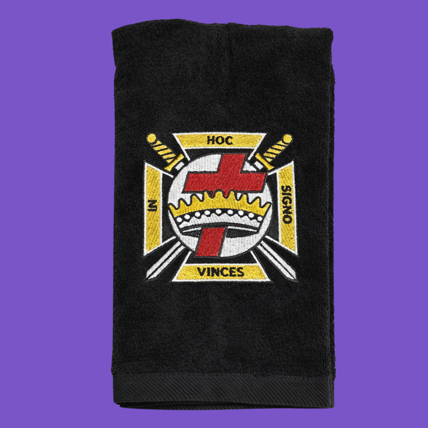 Black House Hand Towel with Embroidered Crest