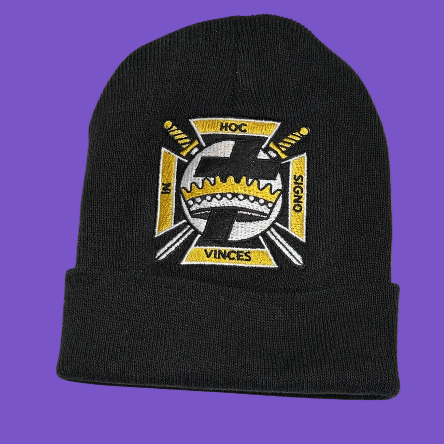 Black Knit Beanie with Embroidered Crest (BlackHouse)