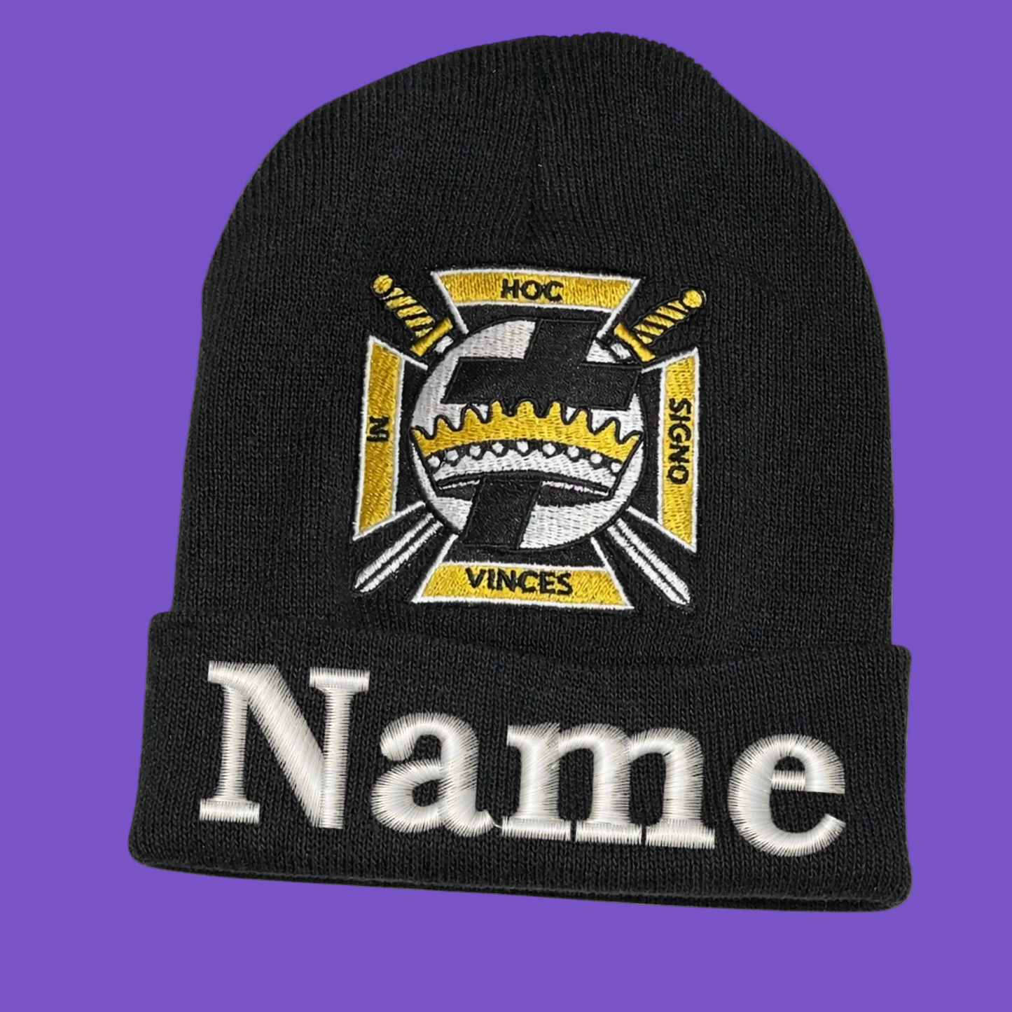 Black Knit Beanie with Embroidered Crest (BlackHouse)